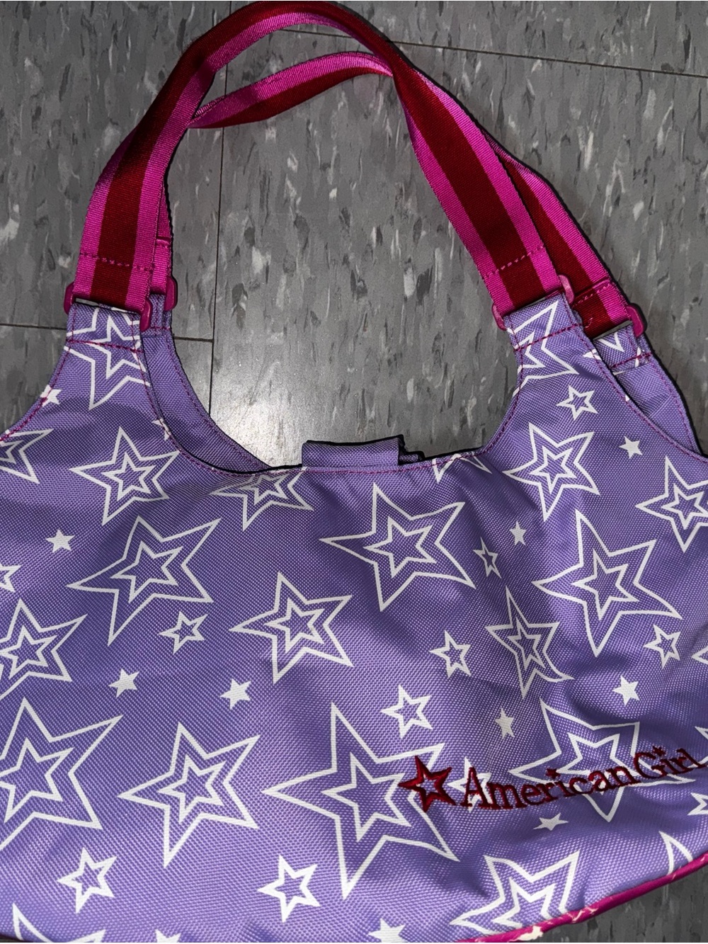 American Girl Lavender Star-Print Tote with Hot Pink Straps